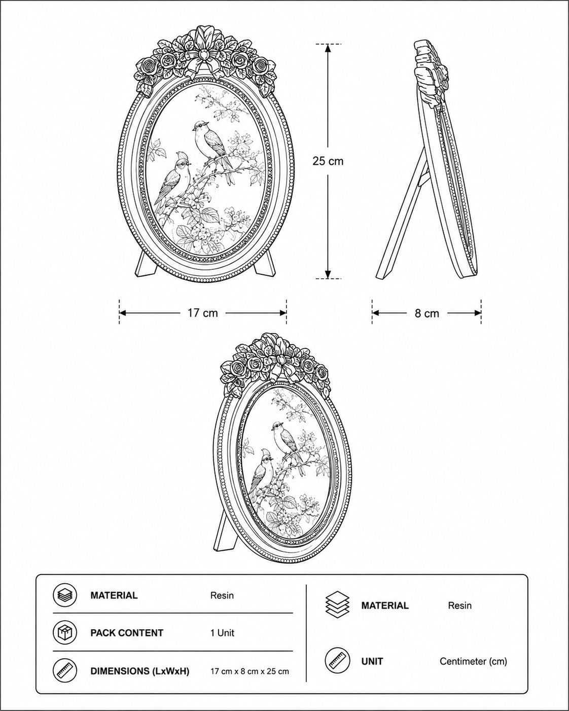 Royal Blue Oval Photo Frame 