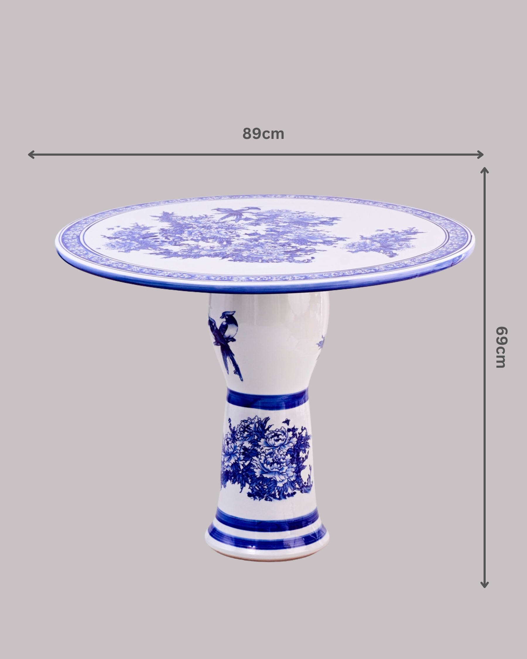 Royal  Blue & White Floral Porcelain Center Table 