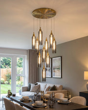Tiered Tube Chandelier - Smoke - 10 Lights
