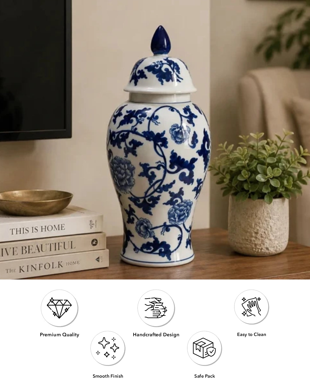 Indigo Vine Decorative Temple Jar 