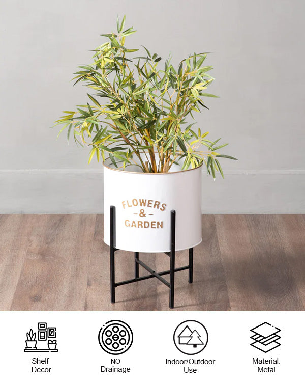 Flowers & Garden Planter with Stand - White