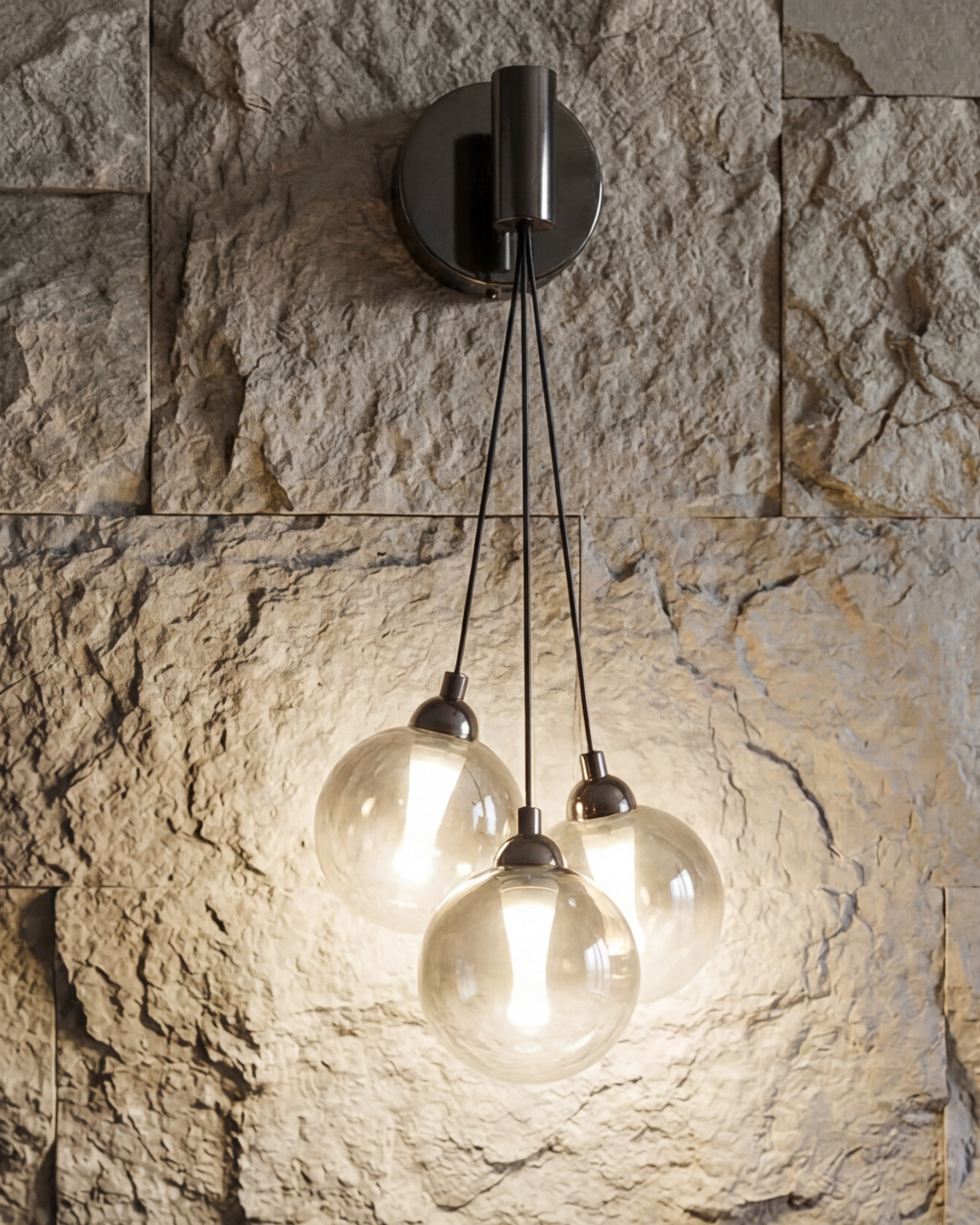 Orb Trio Drop Wall Light - Smoke 