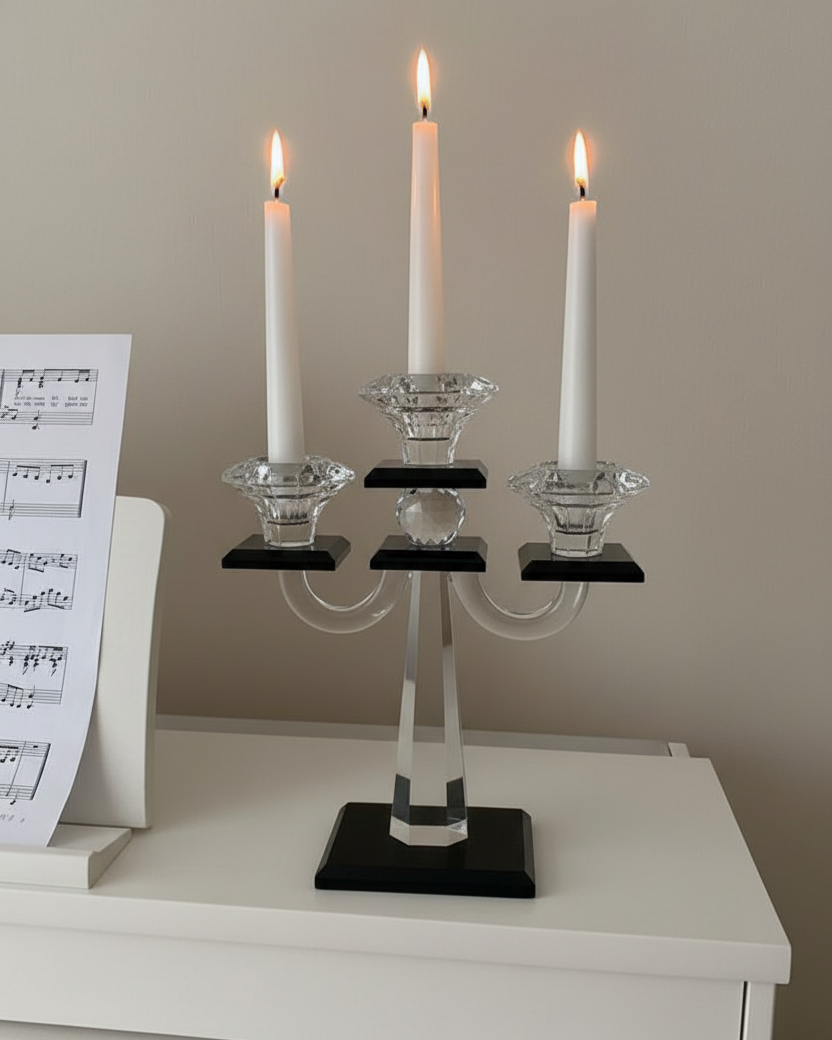 Crystal Elegance 3-Arm Candle Stand
