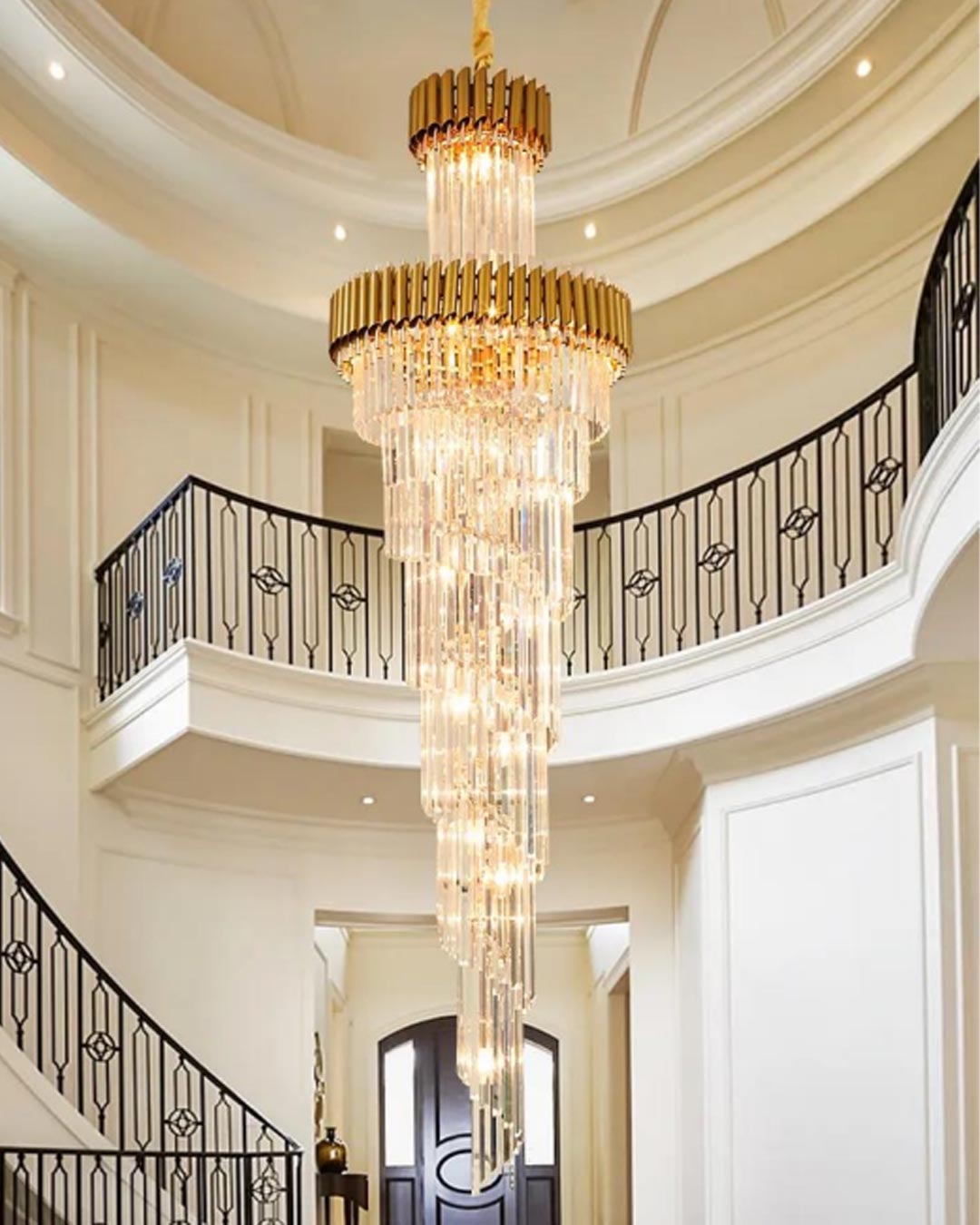 Geminus Long Crystal Chandelier - Gold - The Decor Kart 