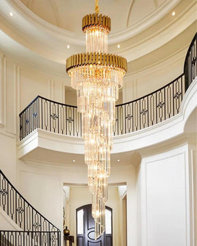 Geminus Long Crystal Chandelier - Gold - The Decor Kart 