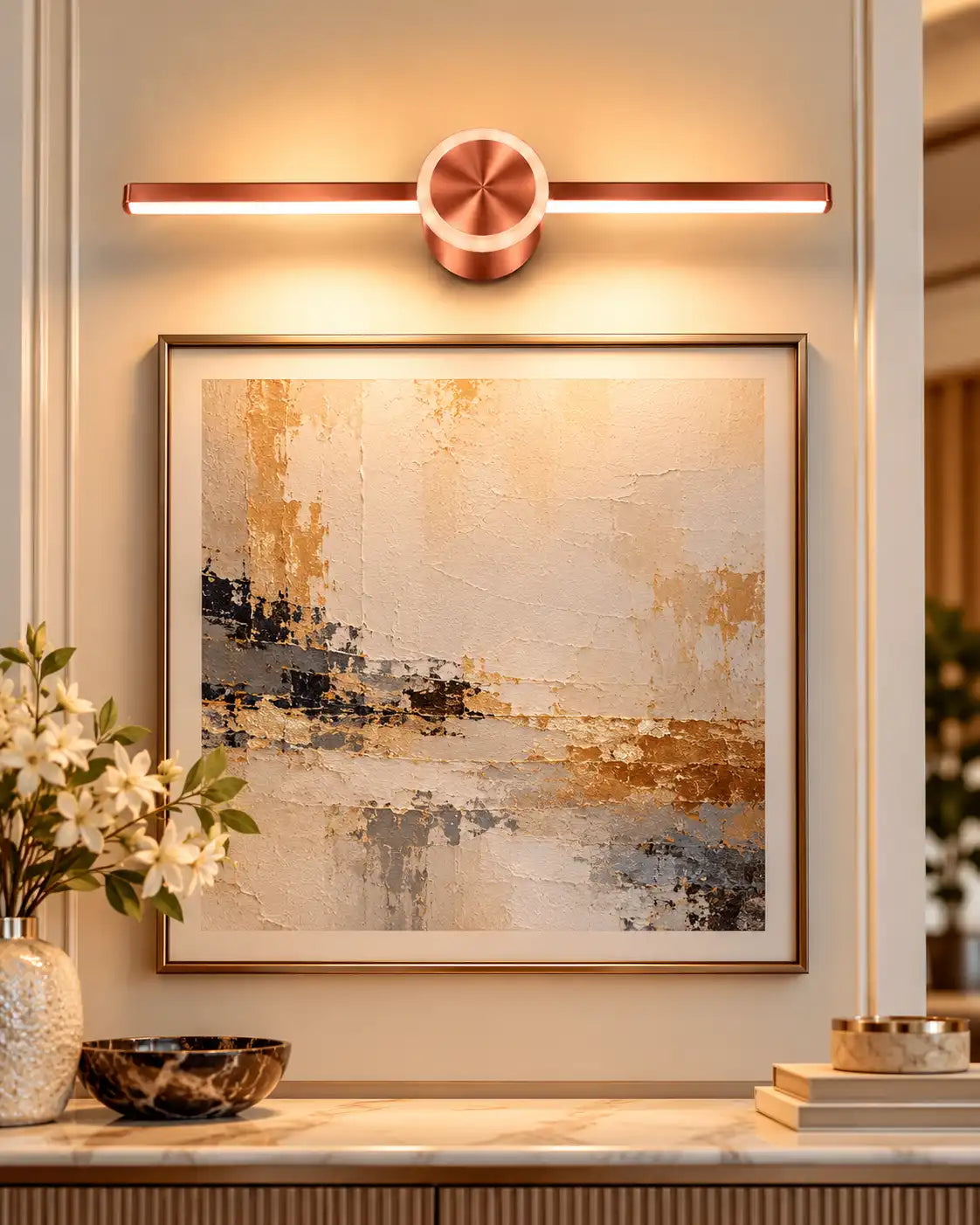 Rose Gold Circular LED Mirror Light - 18 Watt
