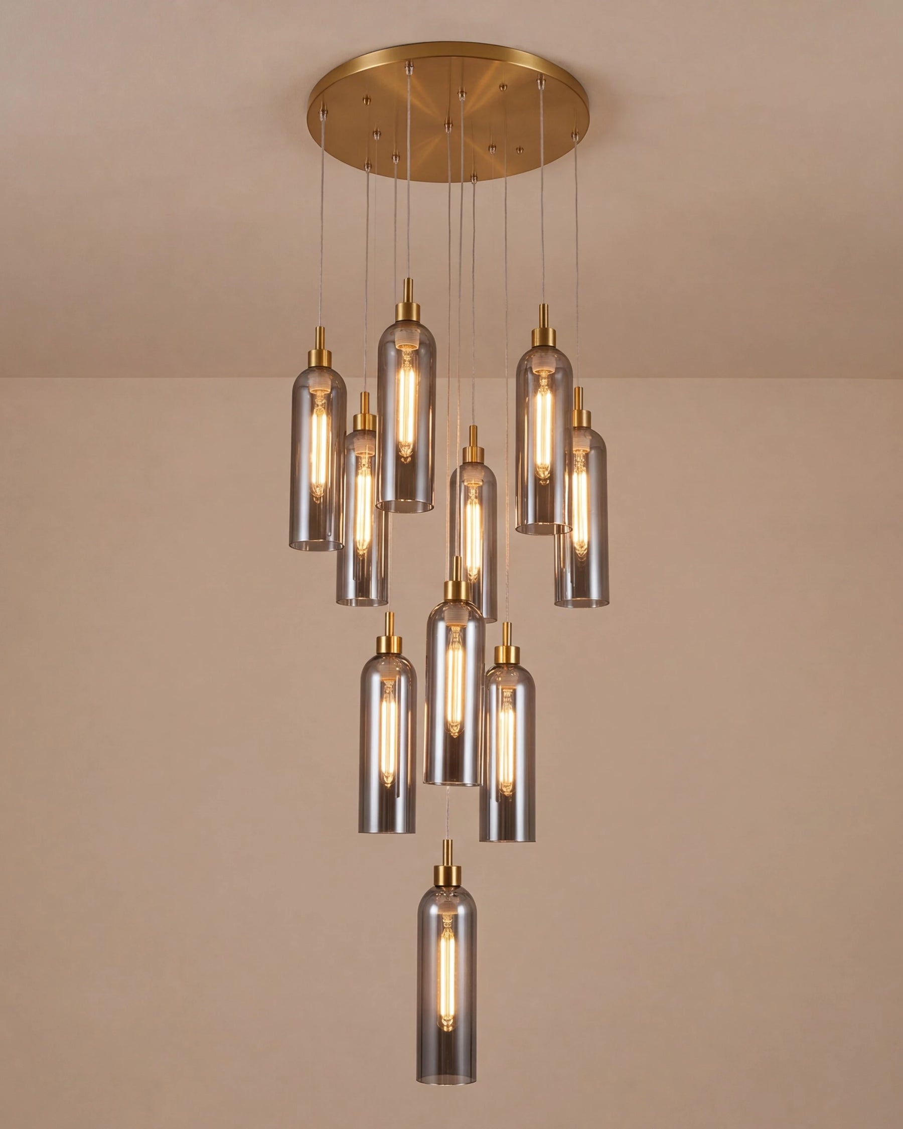 Tiered Tube Chandelier - Smoke 