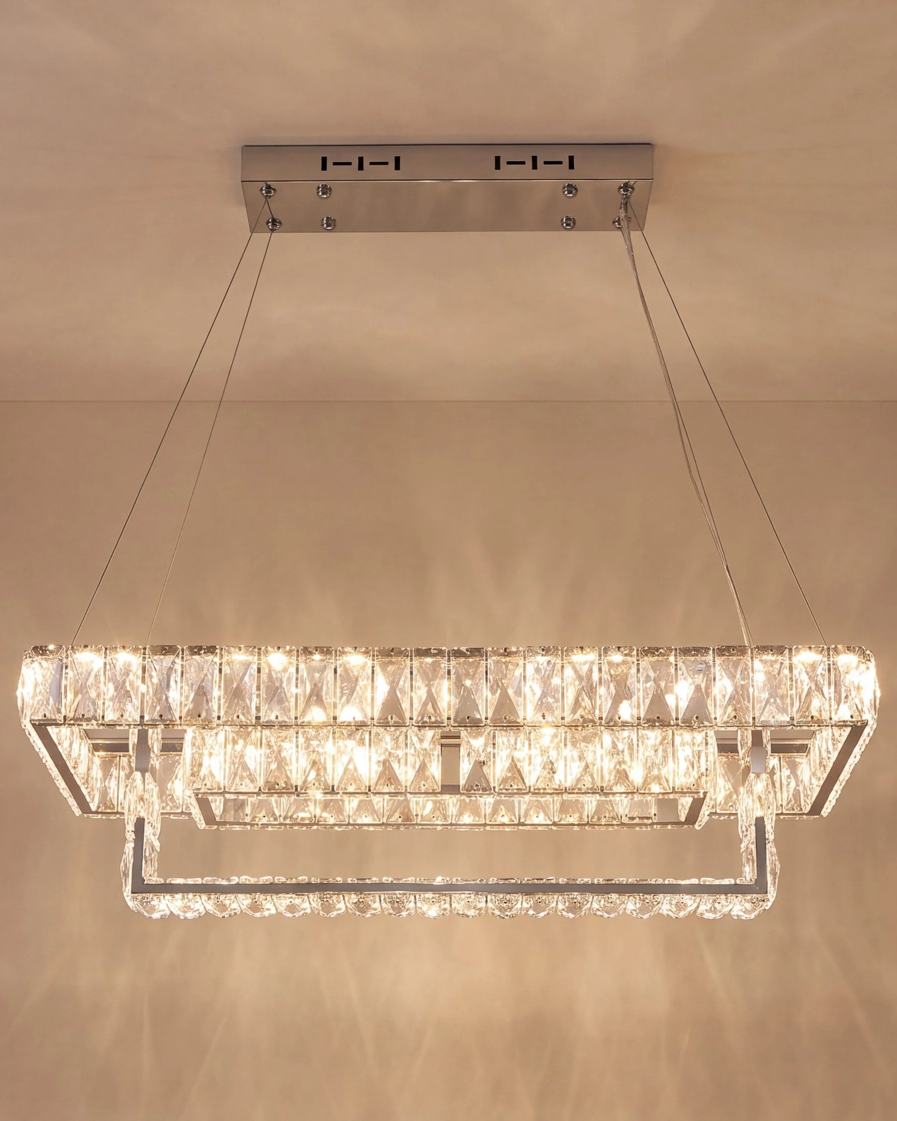 Dual Tier Crystal Frame Chandelier 