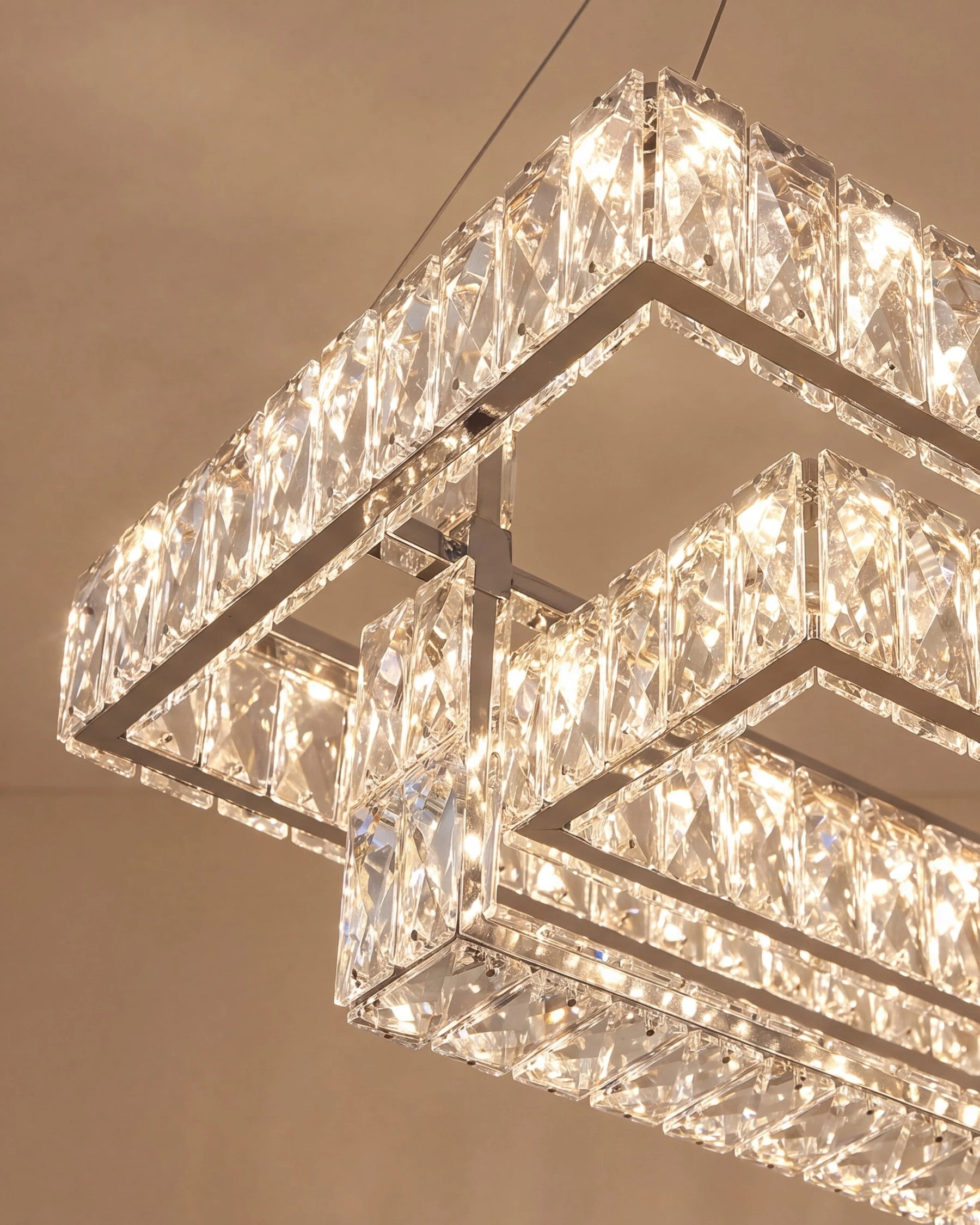 Dual Tier Crystal Frame Chandelier 