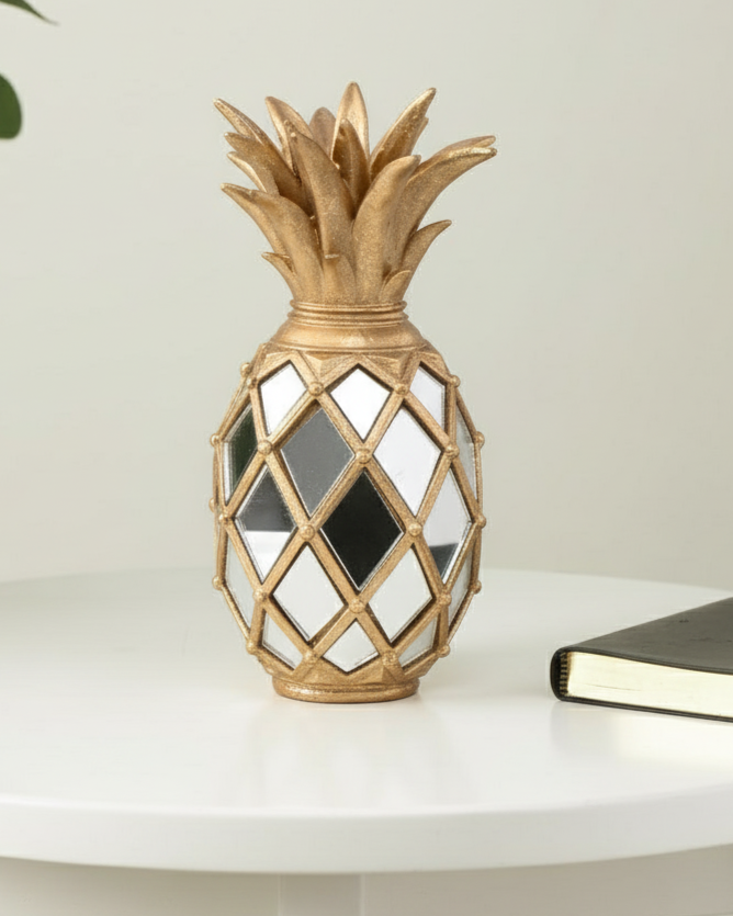Golden Pineapple Mirror Table Décor - Set Of 3 