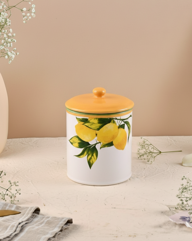 Lemon Orchard Ceramic Jar With Lid 