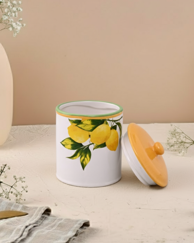 Lemon Orchard Ceramic Jar With Lid 