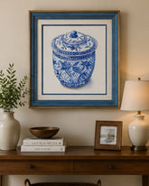 Blue & White Framed Wall art - 12"x12" 