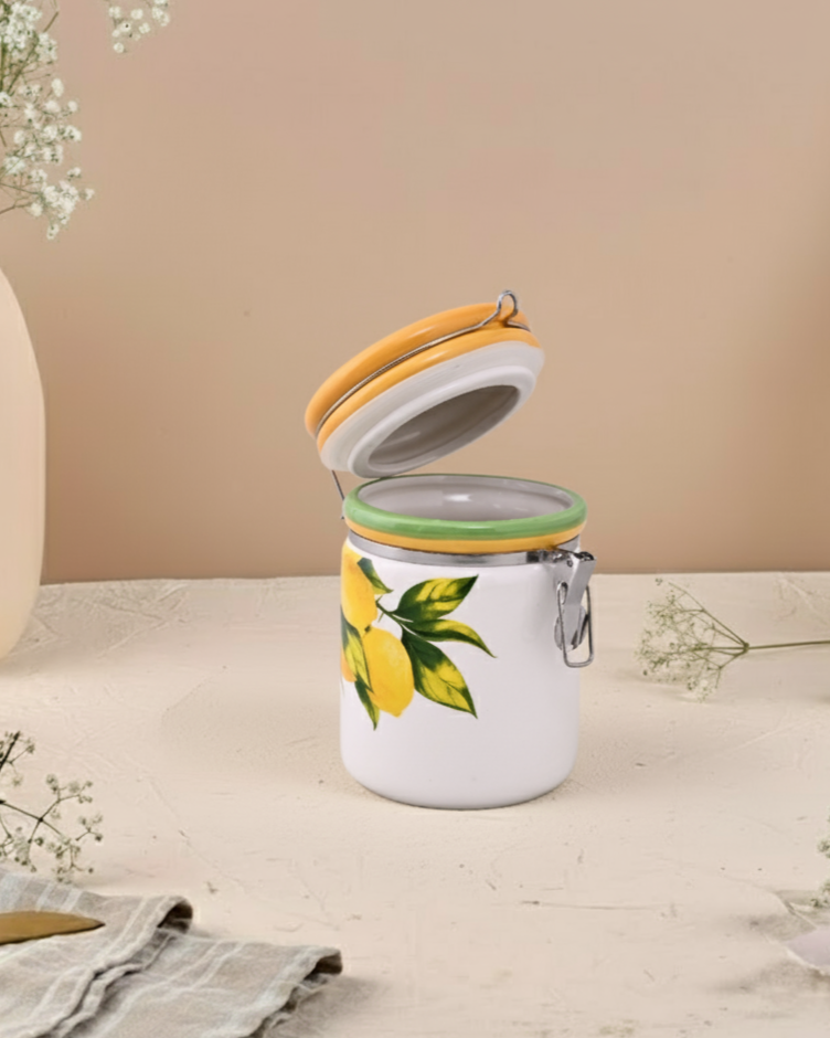 Lemon Orchard Ceramic Jar With Lid - Large 