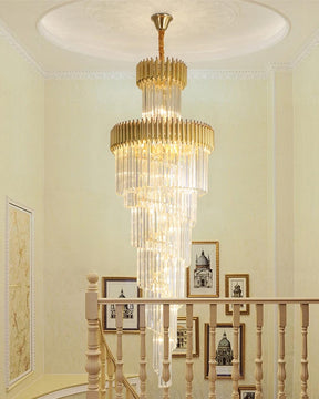 Geminus Long Crystal Chandelier - Gold - The Decor Kart 