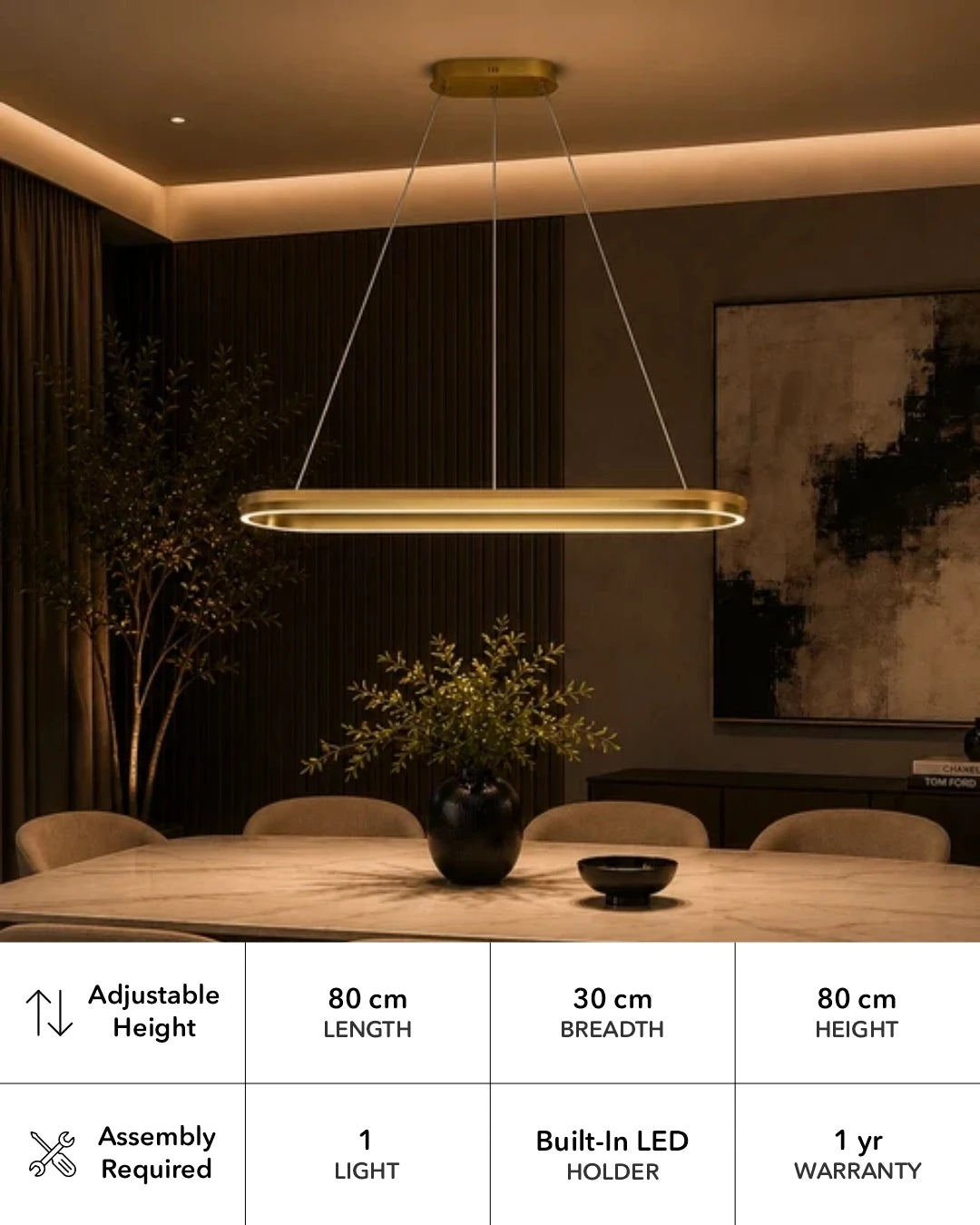 Aura Slimline Integrated LED Linear Chandelier - 1 Lights 