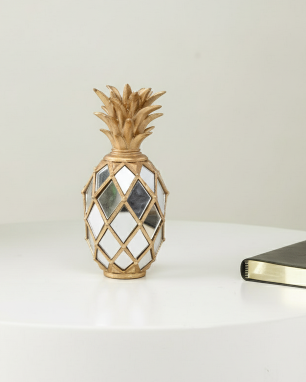 Golden Pineapple Mirror Table Décor - Set Of 3 