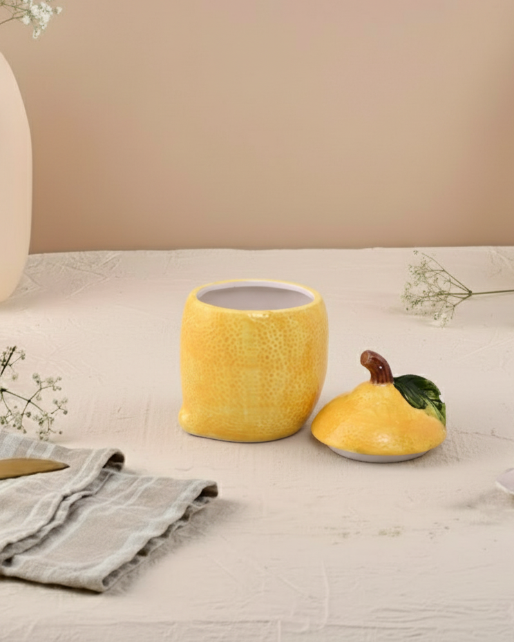 Lemon Citrus Ceramic Jar With Lid