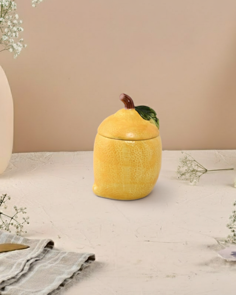 Lemon Citrus Ceramic Jar With Lid