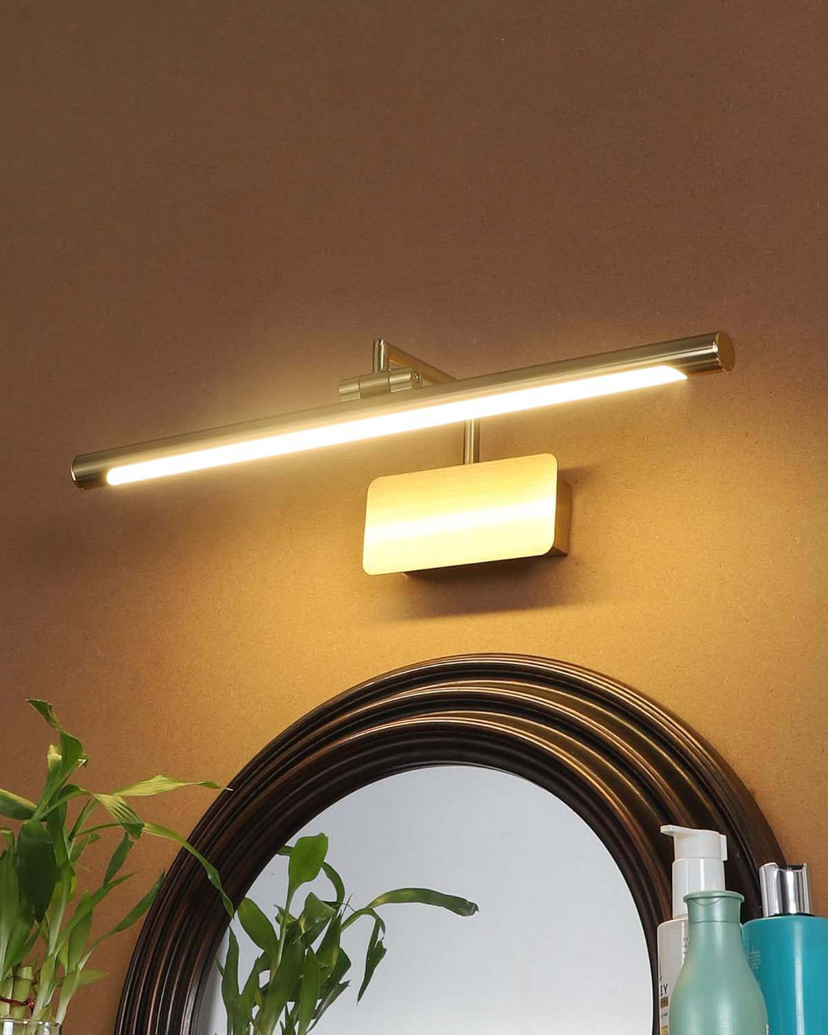 Modern Slim LED Mirror Wall Light - Gold 