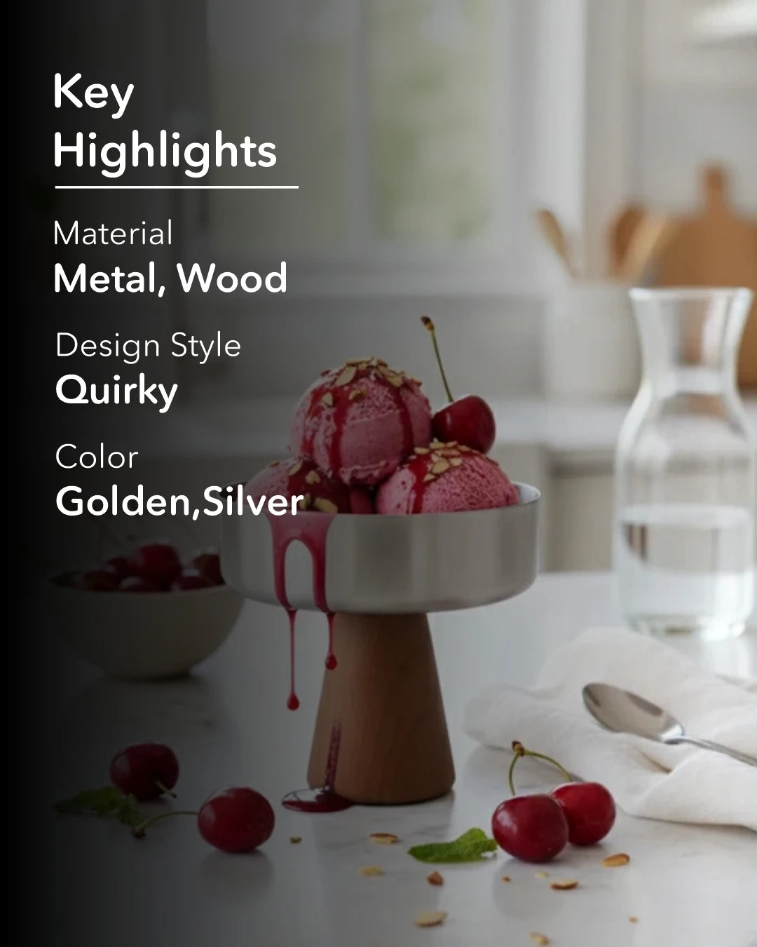 Cylindro Pedestal Dessert Bowl - Silver 