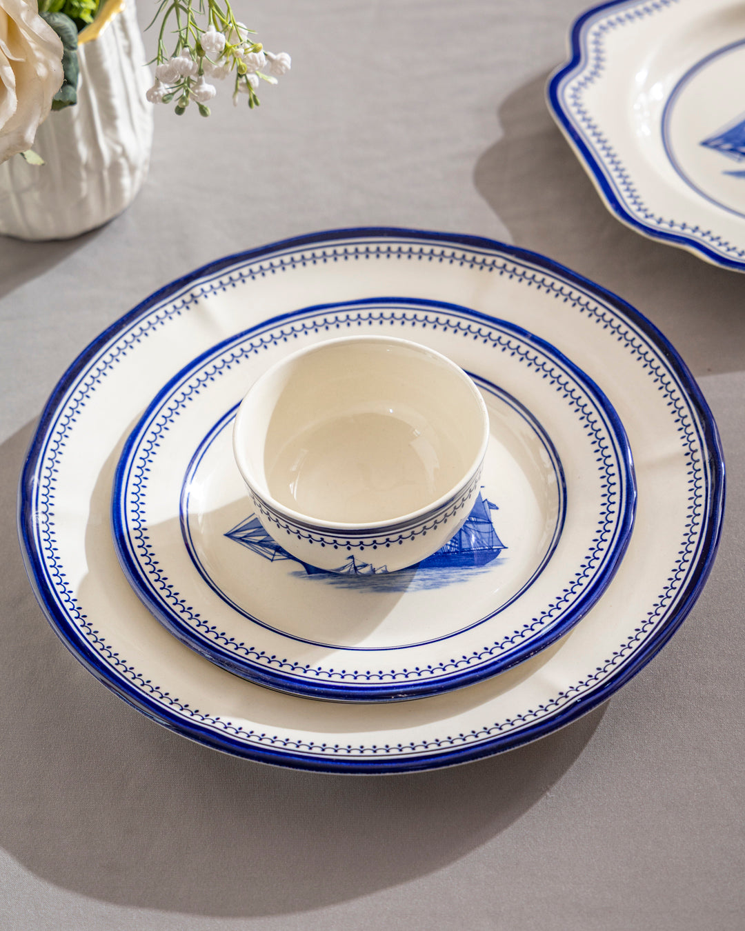 Blue Clipper Ship Dinner plate 