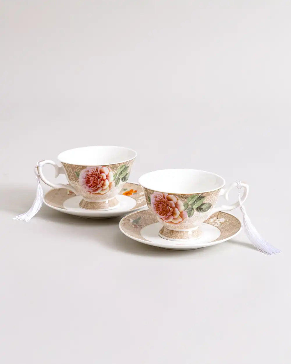 Peony Petals Tea Cup & Saucer - Set of 2