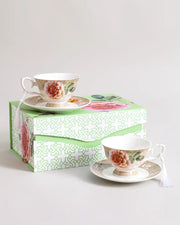 Peony Petals Tea Cup & Saucer - Set of 2