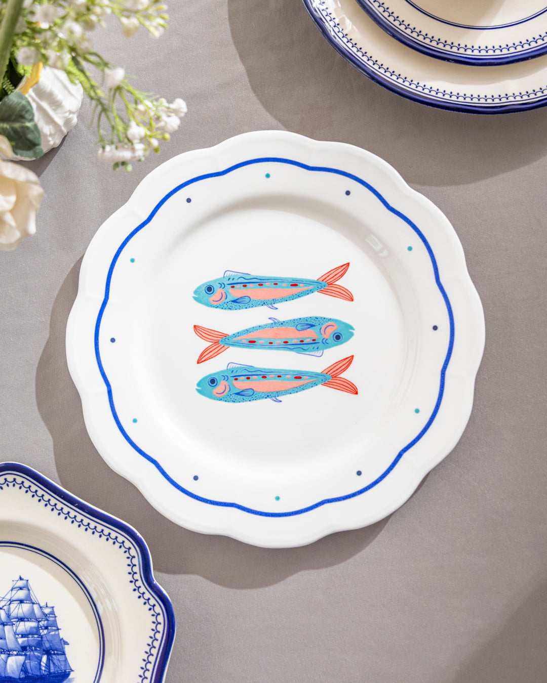 Ocean Fish Scallop Dinner Plate 