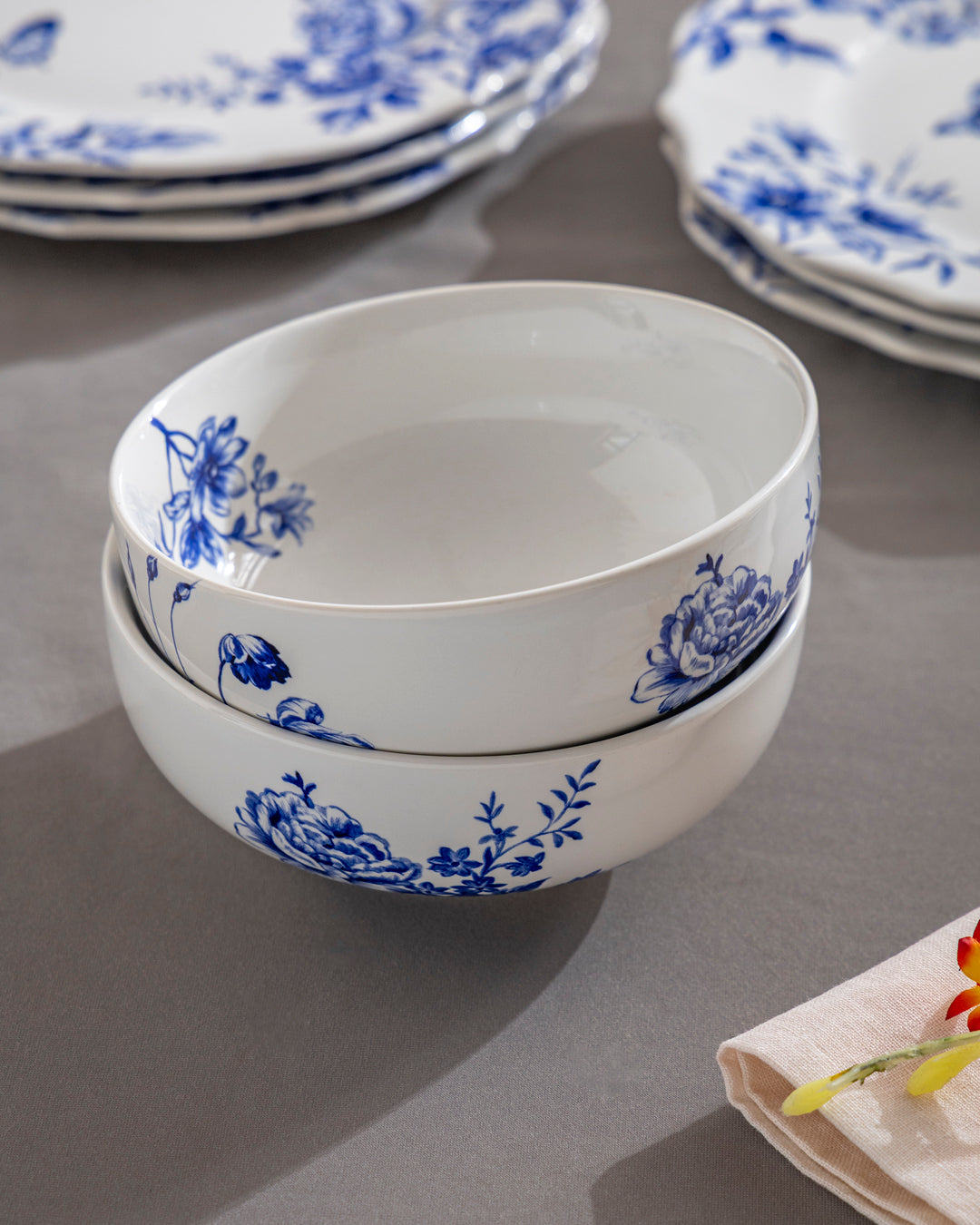 Blue & White Floral Serving Bowl - Set of 2 