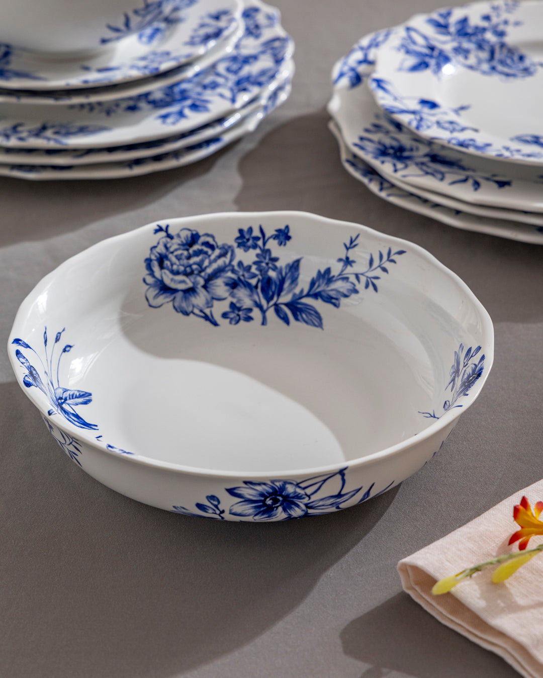 Blue & White Floral Elegance Pasta Plate 