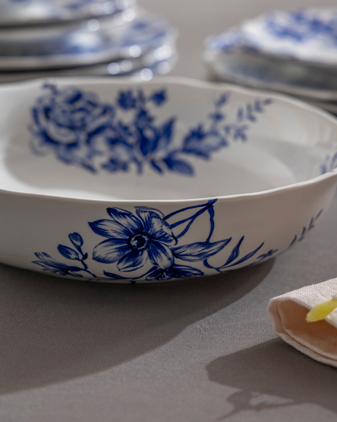 Blue & White Floral Elegance Pasta Plate 