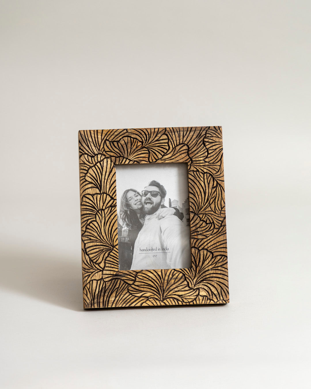 Golden Bloom Carved Photo Frame 