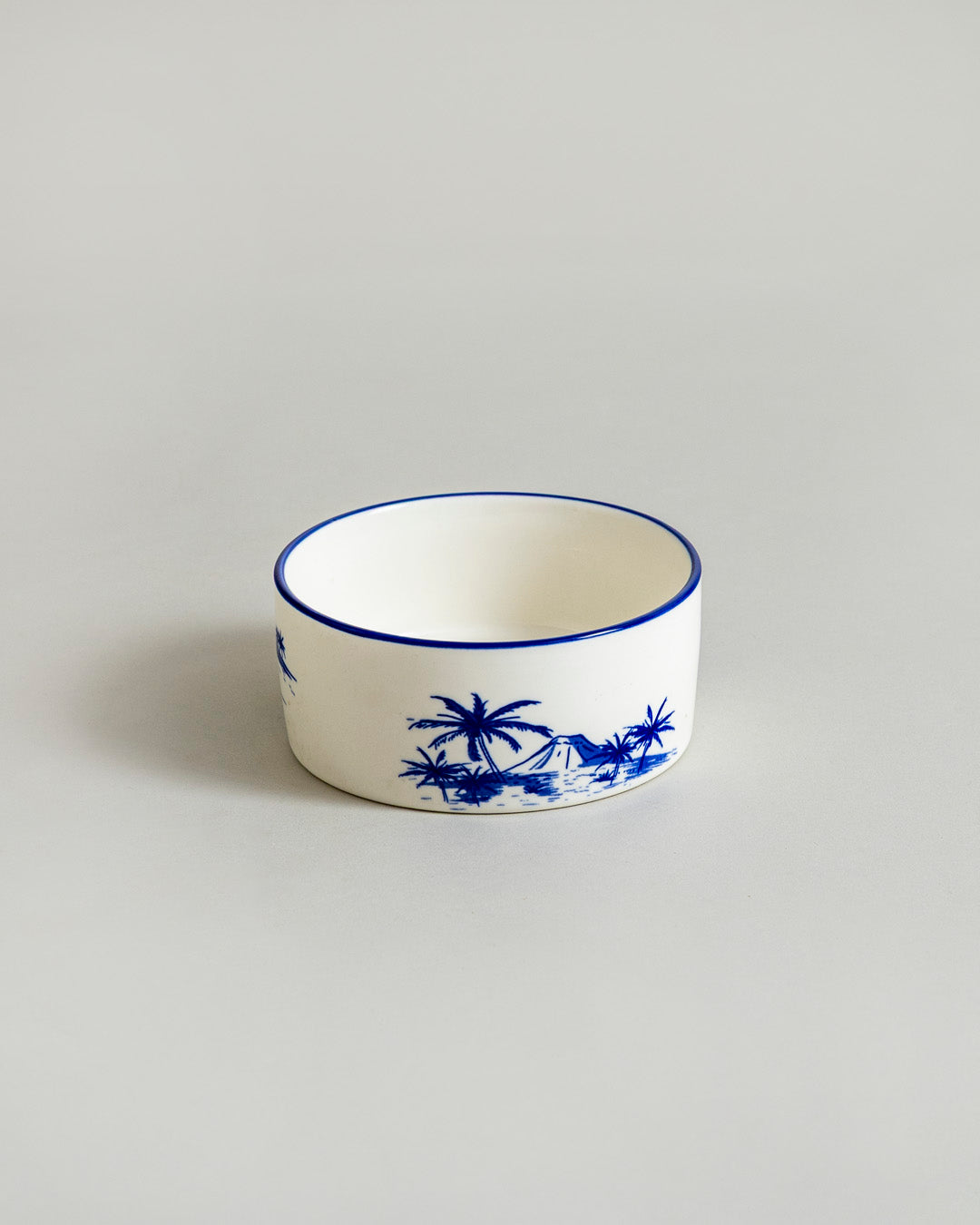 Palm Leaf Ceramic Bowl -Blue 