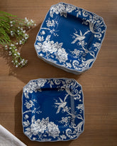 Royal Blue Floral Square Quater Plate 