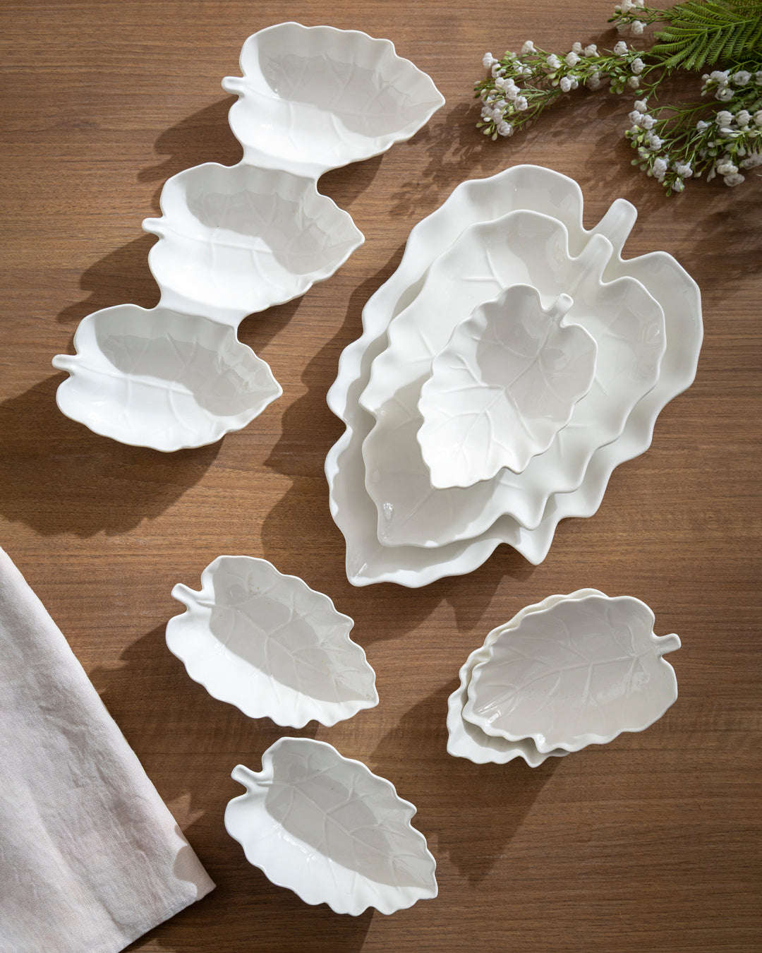 Ivory Leaf - 9 Piece Dinner Set 