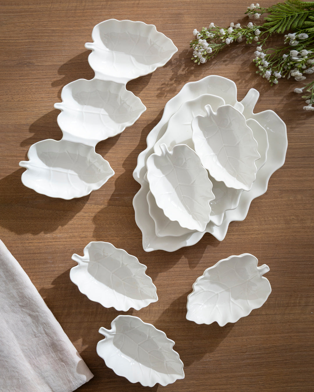 Ivory Leaf - 9 Piece Dinner Set 