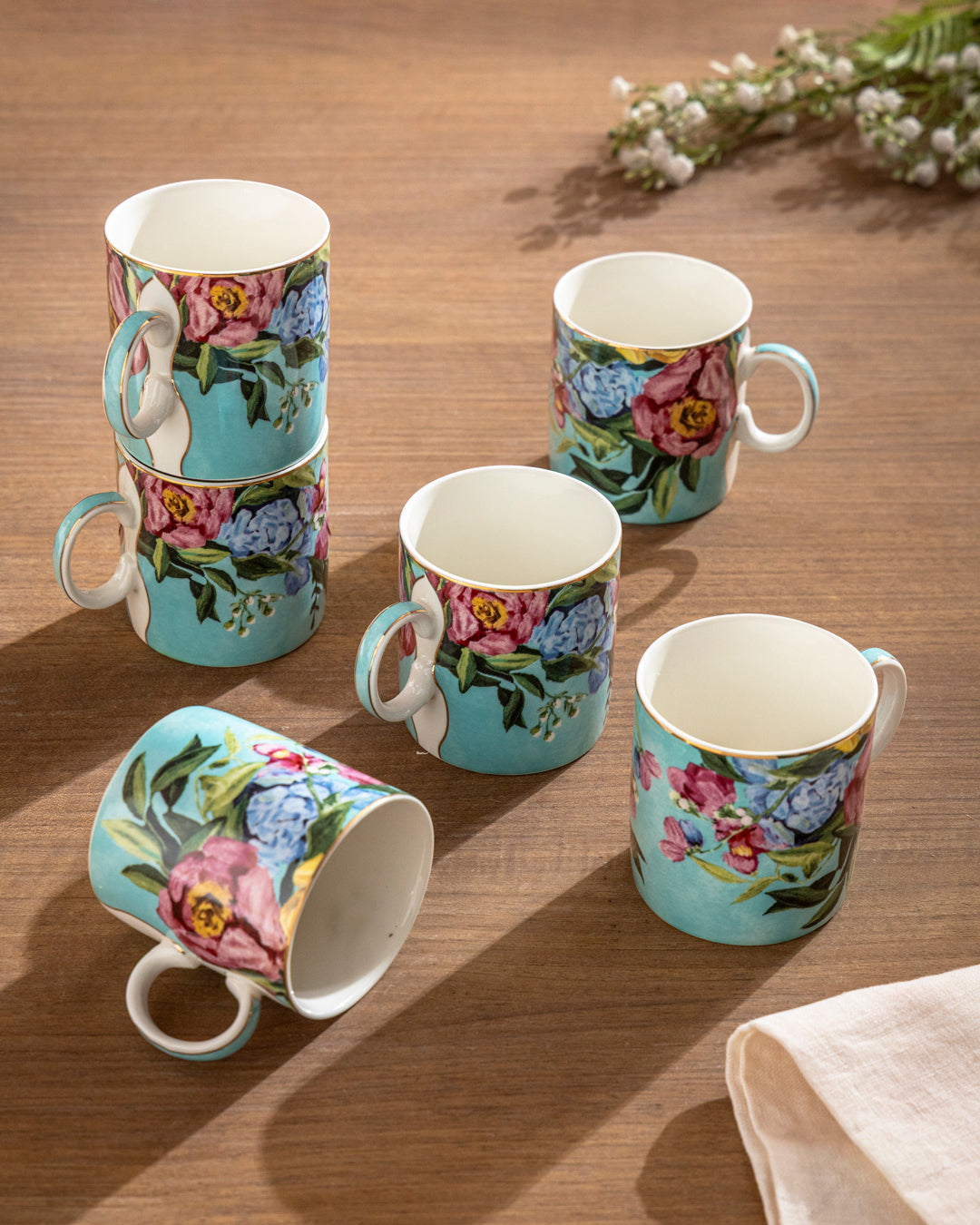 Blush Garden Floral Mug - Set Of 6 