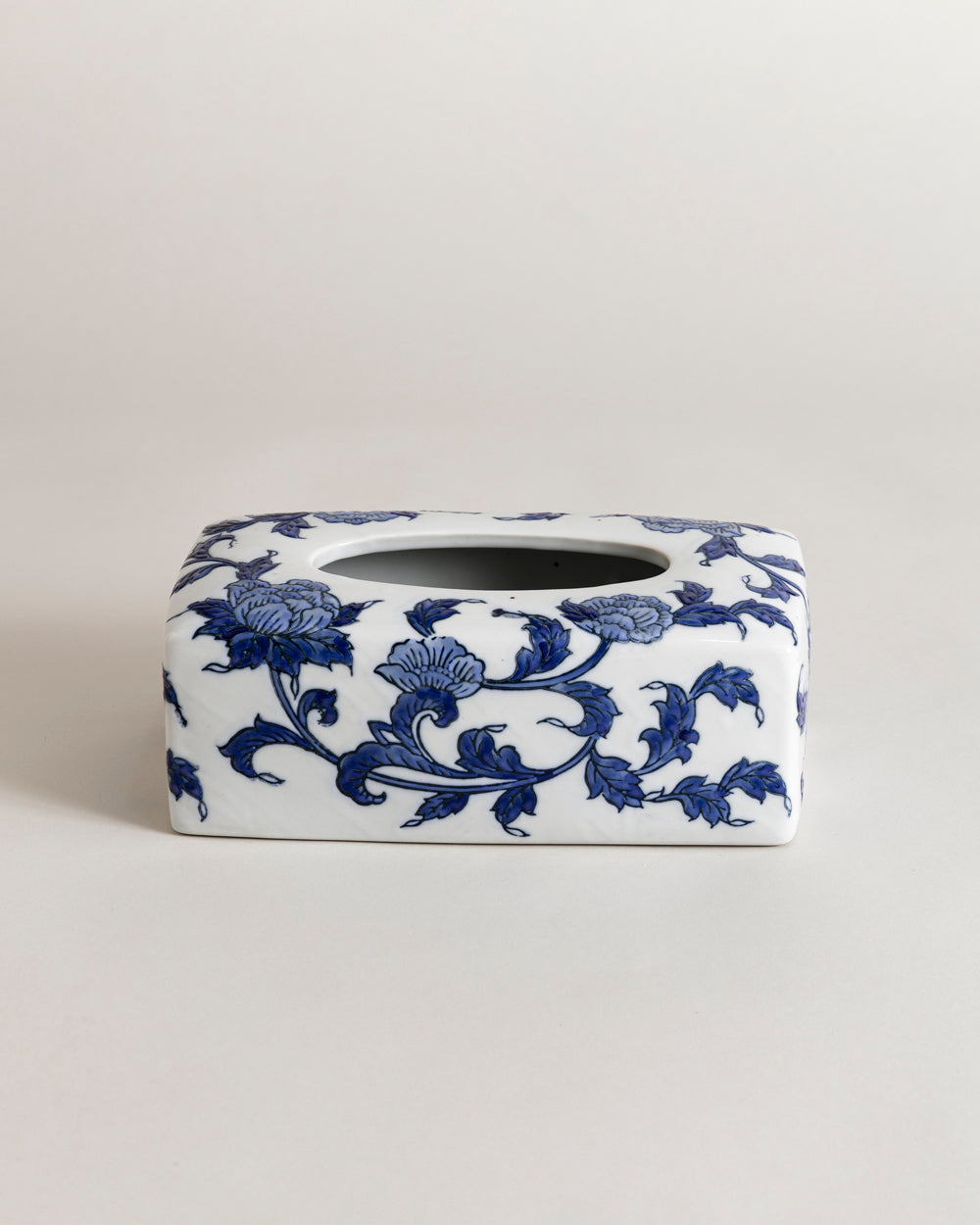 Blue Floral Vine Rectangular Tissue Holder