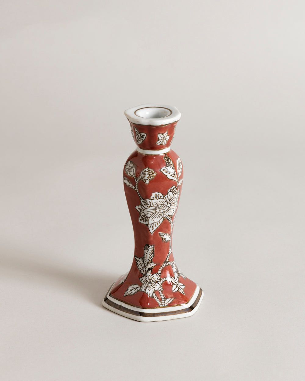 Floral Elegance Tapered Candle Stand - Red