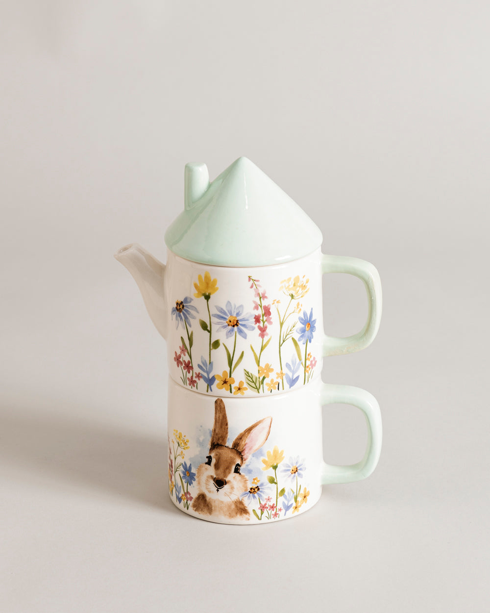Spring Bunny Floral Tea for One Set