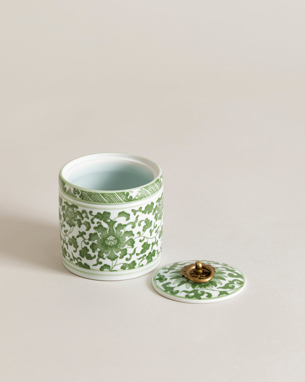 Sage Green Chinoiserie Storage Jar