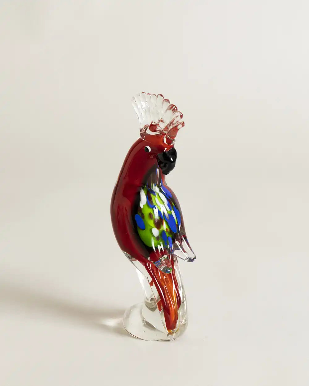 Murano-Style Artistic Glass Parrot Figurine