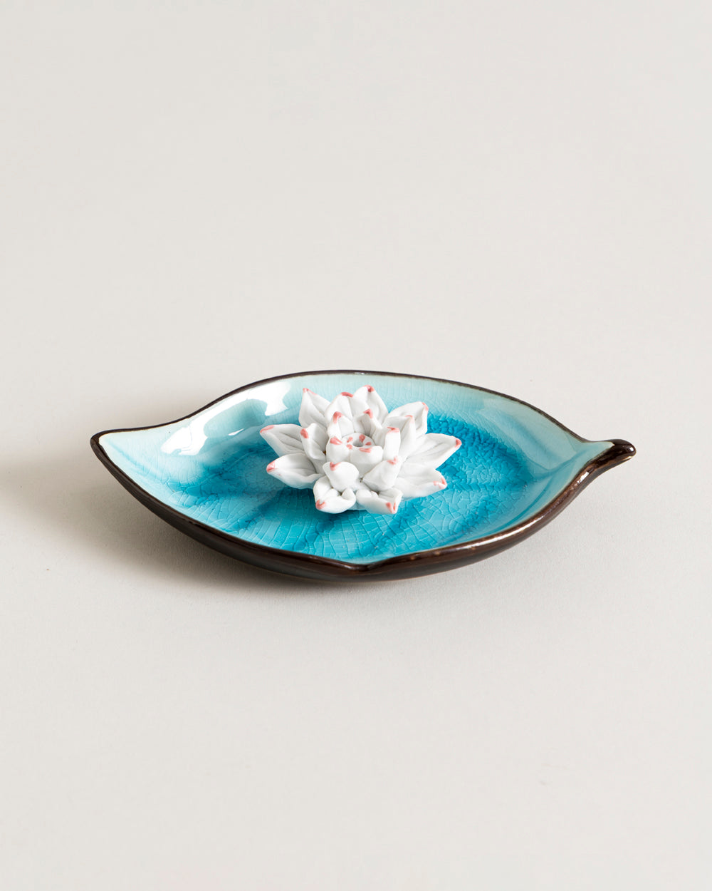 Lotus Bliss Bodhi Leaf Incense Holder SkyBlue - Big