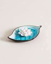 Lotus Bliss Bodhi Leaf Incense Holder SkyBlue - Big