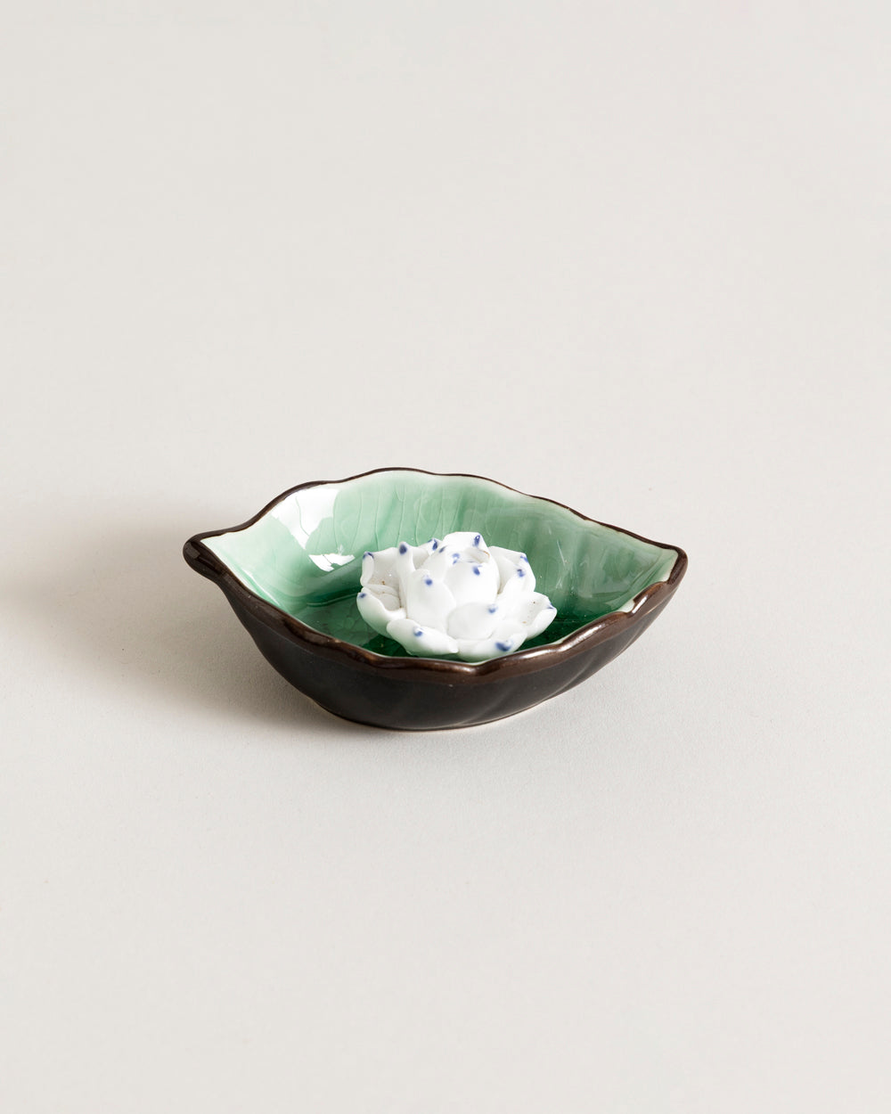 Lotus Bliss Bodhi Leaf Incense Holder Green- Small