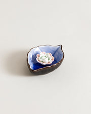 Lotus Bliss Bodhi Leaf Incense Holder Blue - Small