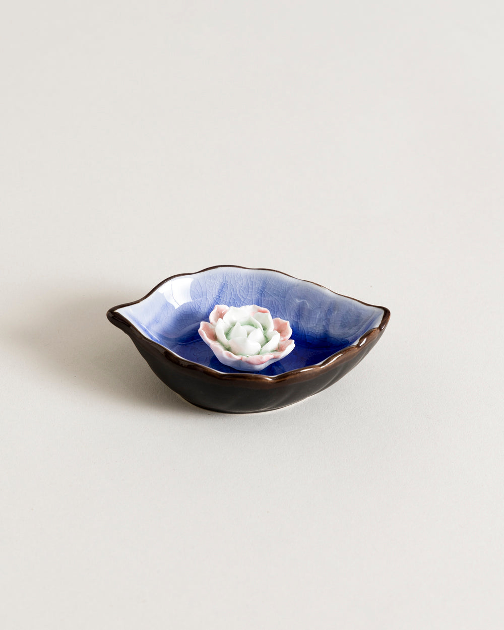 Lotus Bliss Bodhi Leaf Incense Holder Blue - Small