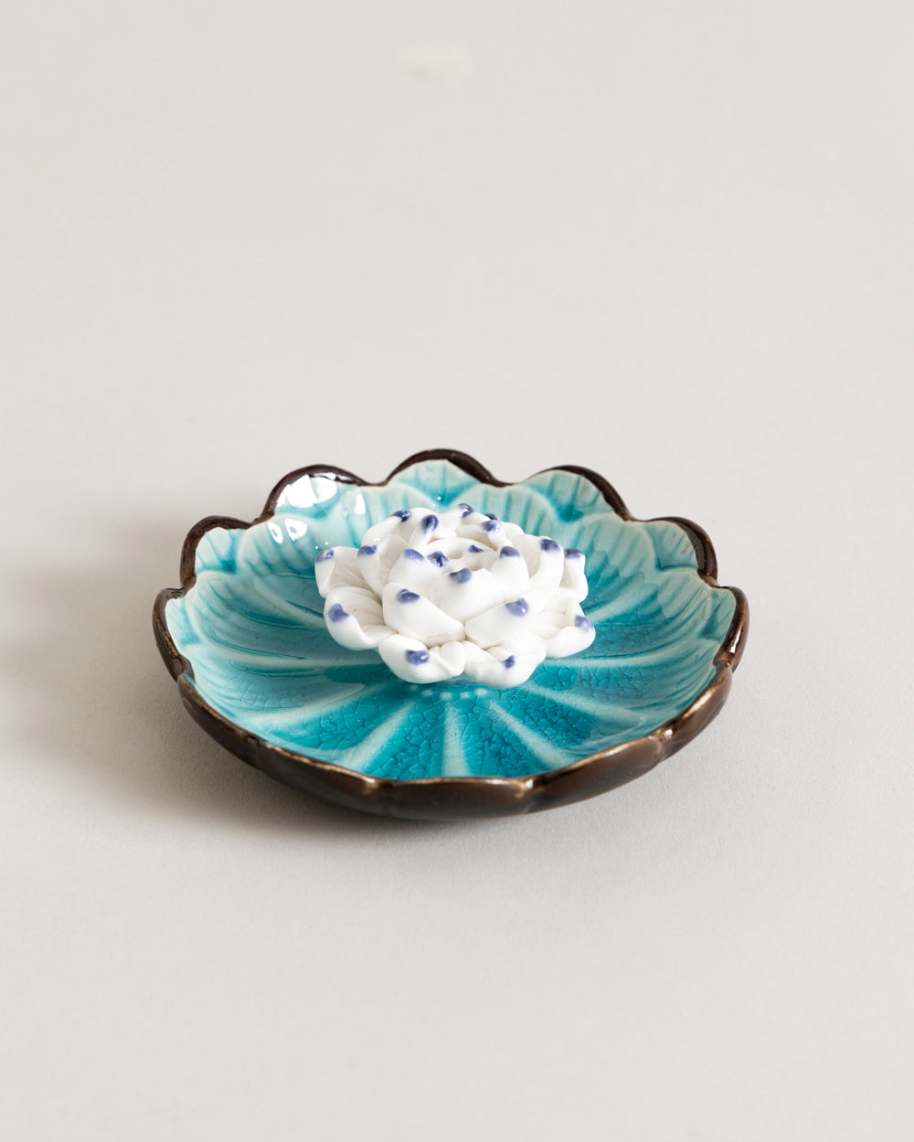 Lotus Bloom Ceramic Incense Holder - Sky Blue