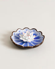 Lotus Bloom Ceramic Incense Holder - Blue